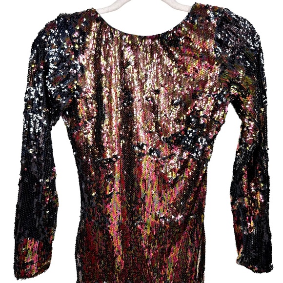 Dress the Population NWOT Lola Black Multi Sequin Bodycon Dress XS - Picture 8 of 16